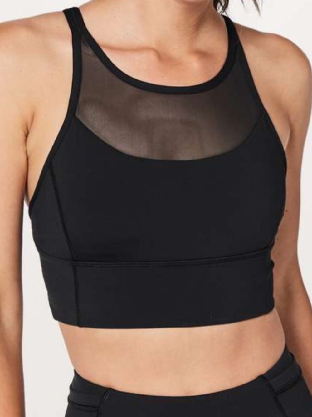 Lululemon Clip-In Long Line Bra - Black - Luxtreme Mesh High Neck